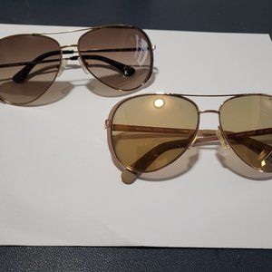 Michael Kors Aviator Sunglasses (2 pair) Rose Gold and Brown